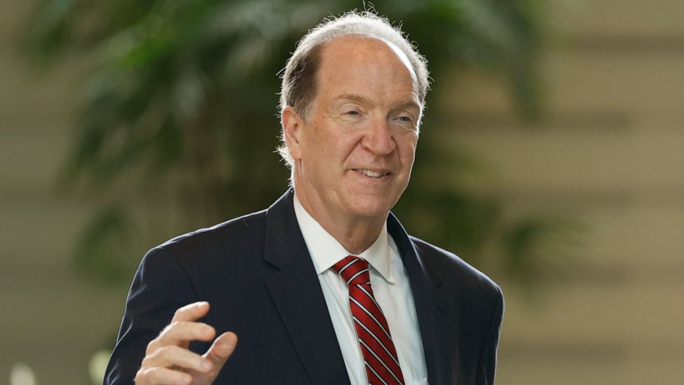 FILE - David Malpass, president of the World Bank Group, arrives for a meeting with Japan's Prime Minister Fumio Kishida at Kishida's official residence in Tokyo, Japan, Sept. 13, 2022. Malpass said Friday, Sept. 23, 2022, that he will not resign aft